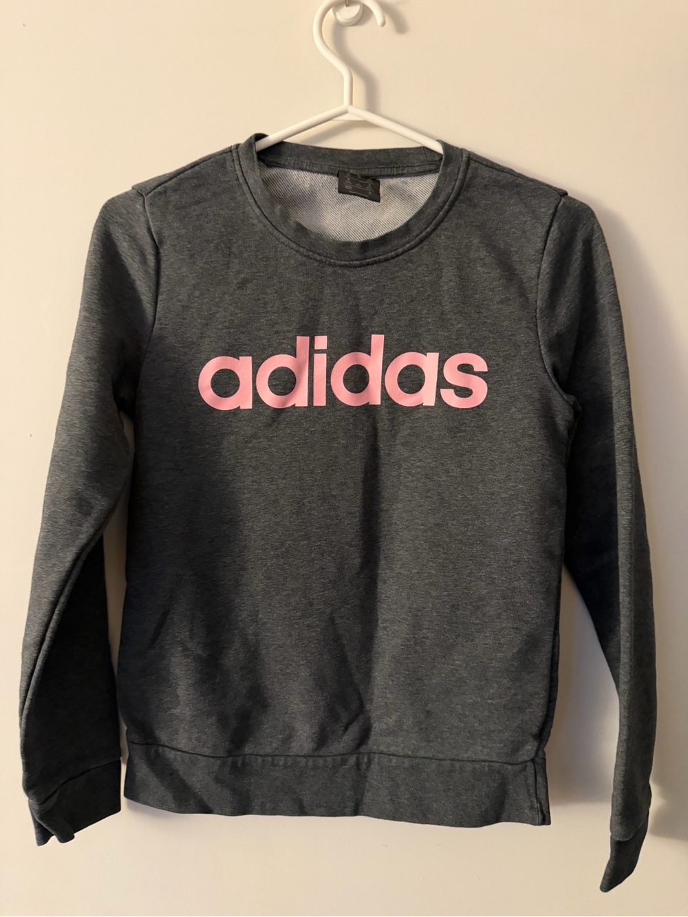 adidas Dark Gray Sweatshirt with Pink Logo for Kids